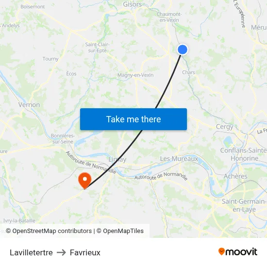 Lavilletertre to Favrieux map