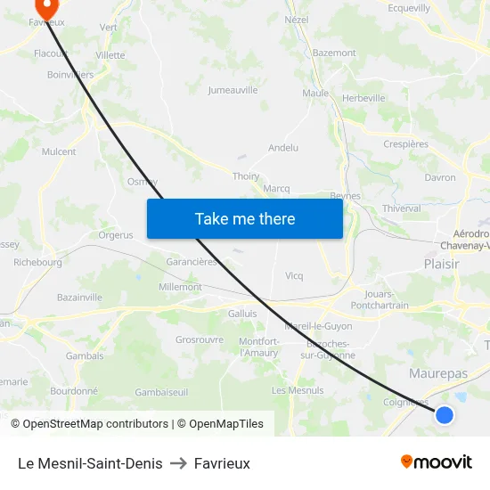 Le Mesnil-Saint-Denis to Favrieux map