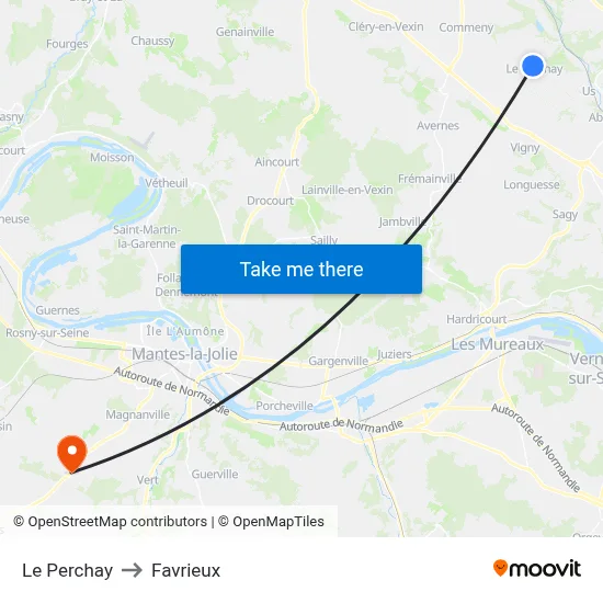 Le Perchay to Favrieux map