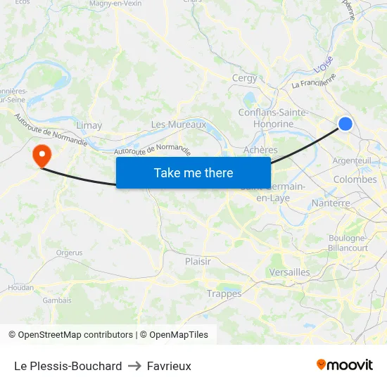 Le Plessis-Bouchard to Favrieux map