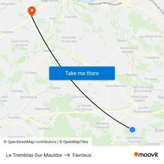 Le Tremblay-Sur-Mauldre to Favrieux map