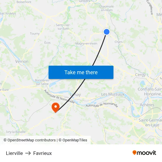 Lierville to Favrieux map