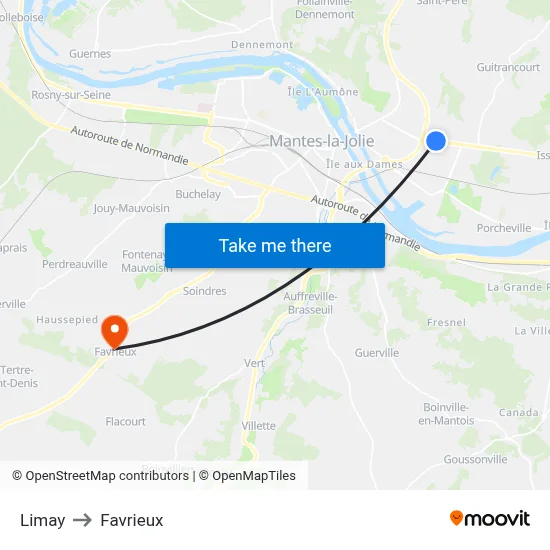 Limay to Favrieux map