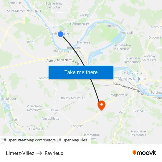 Limetz-Villez to Favrieux map