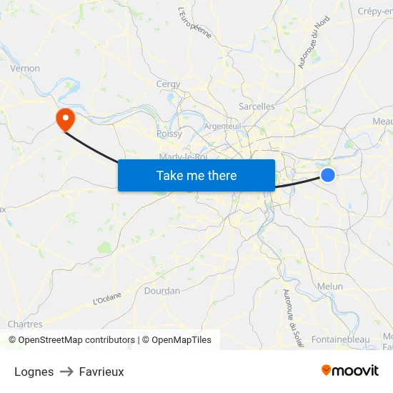 Lognes to Favrieux map