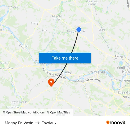 Magny-En-Vexin to Favrieux map
