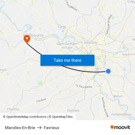 Marolles-En-Brie to Favrieux map