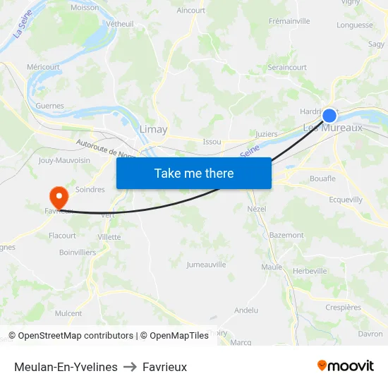 Meulan-En-Yvelines to Favrieux map
