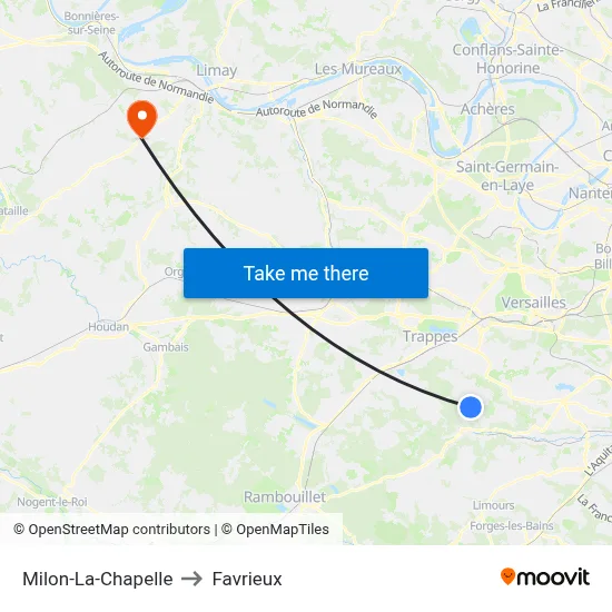 Milon-La-Chapelle to Favrieux map