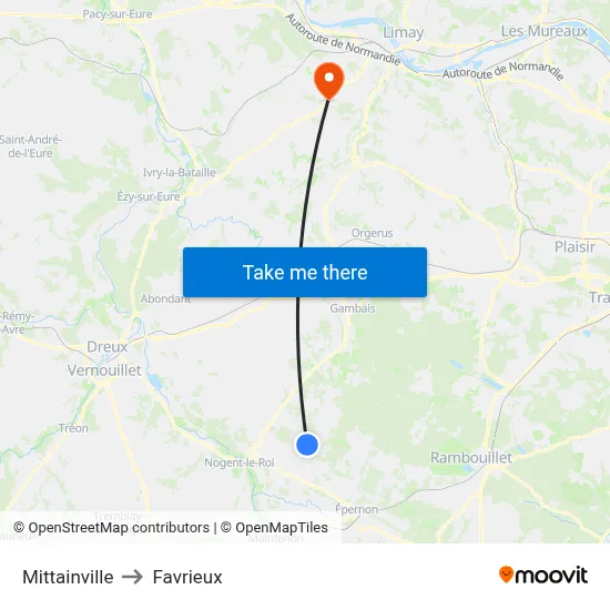 Mittainville to Favrieux map