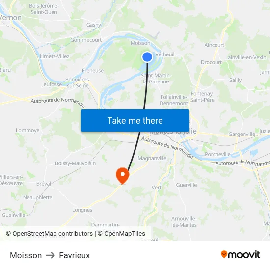 Moisson to Favrieux map