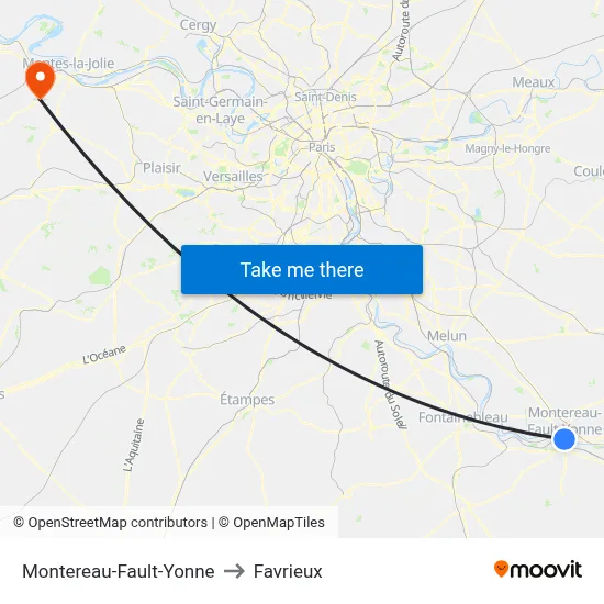 Montereau-Fault-Yonne to Favrieux map