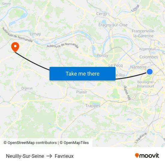 Neuilly-Sur-Seine to Favrieux map