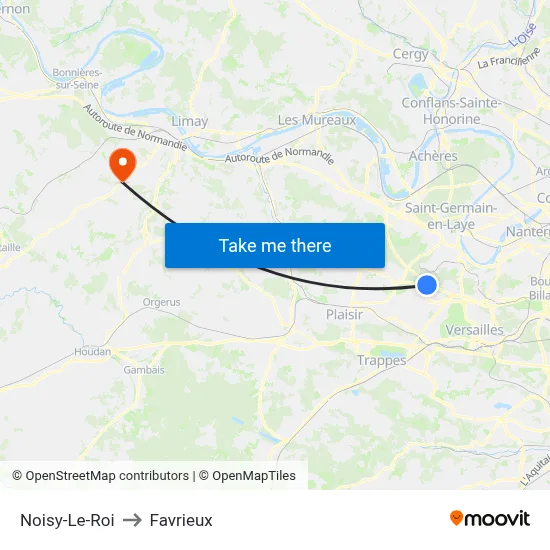 Noisy-Le-Roi to Favrieux map