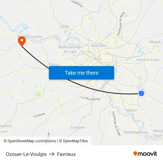 Ozouer-Le-Voulgis to Favrieux map