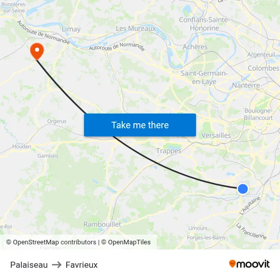 Palaiseau to Favrieux map