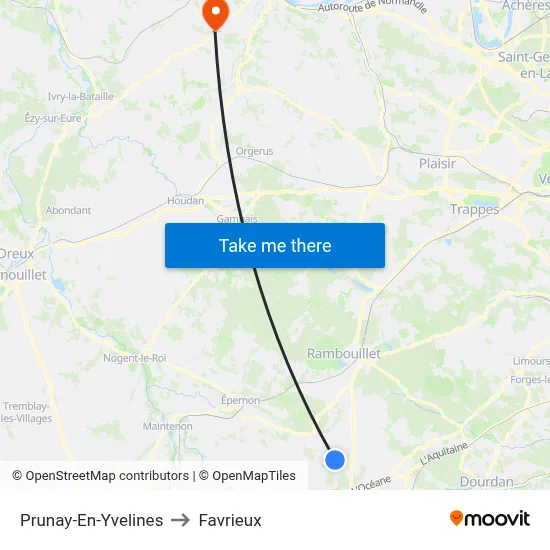 Prunay-En-Yvelines to Favrieux map