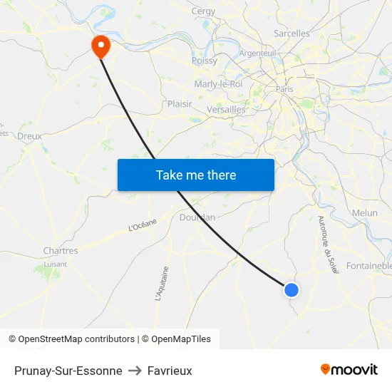 Prunay-Sur-Essonne to Favrieux map