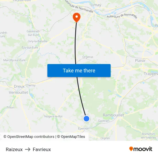 Raizeux to Favrieux map