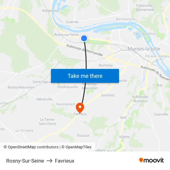 Rosny-Sur-Seine to Favrieux map