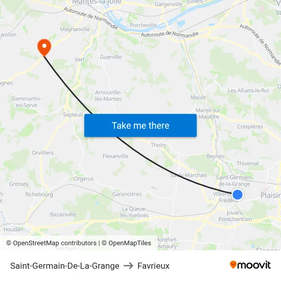 Saint-Germain-De-La-Grange to Favrieux map
