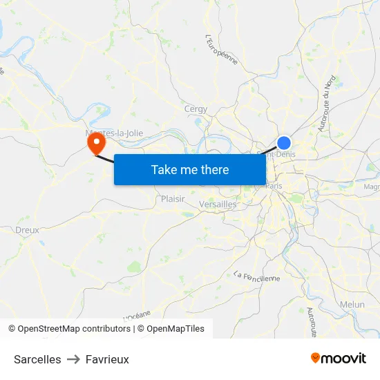 Sarcelles to Favrieux map