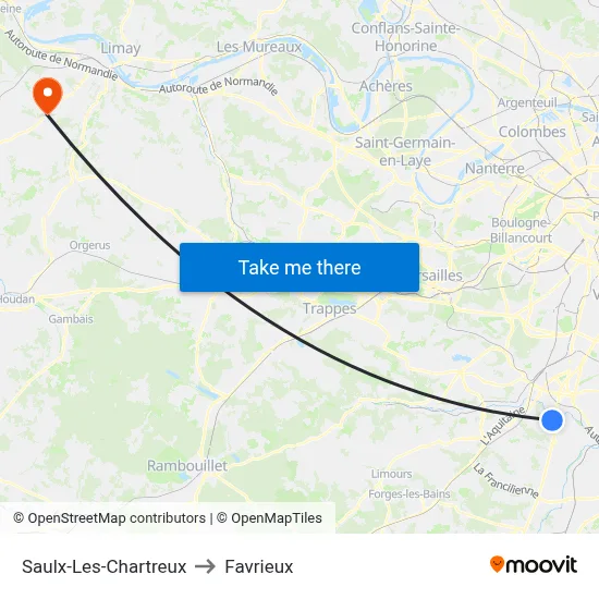 Saulx-Les-Chartreux to Favrieux map