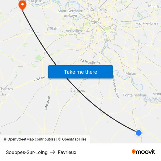 Souppes-Sur-Loing to Favrieux map