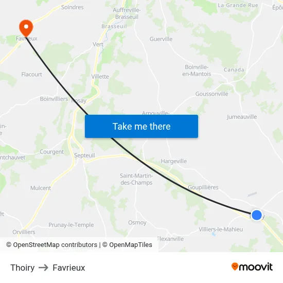 Thoiry to Favrieux map
