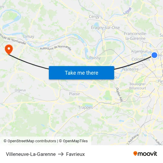 Villeneuve-La-Garenne to Favrieux map