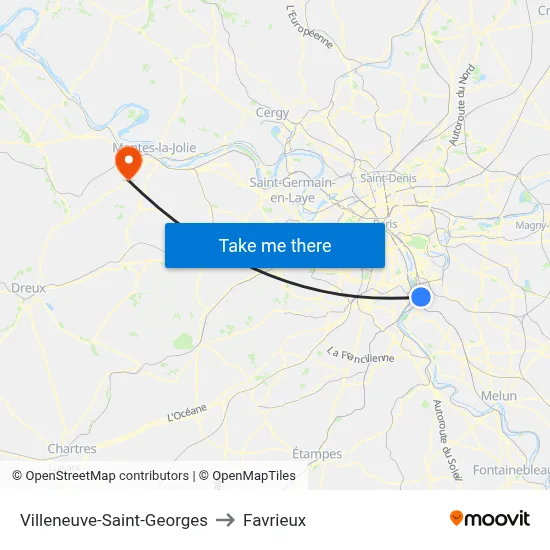 Villeneuve-Saint-Georges to Favrieux map