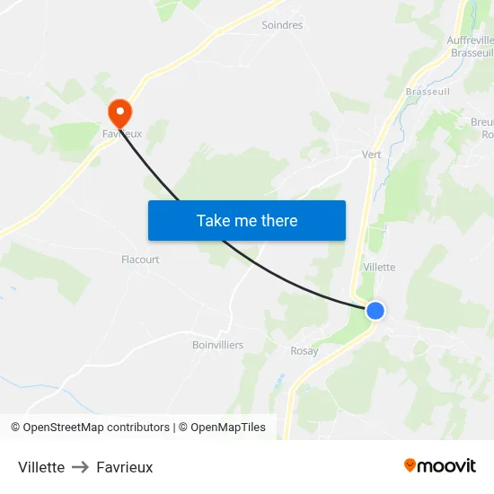 Villette to Favrieux map