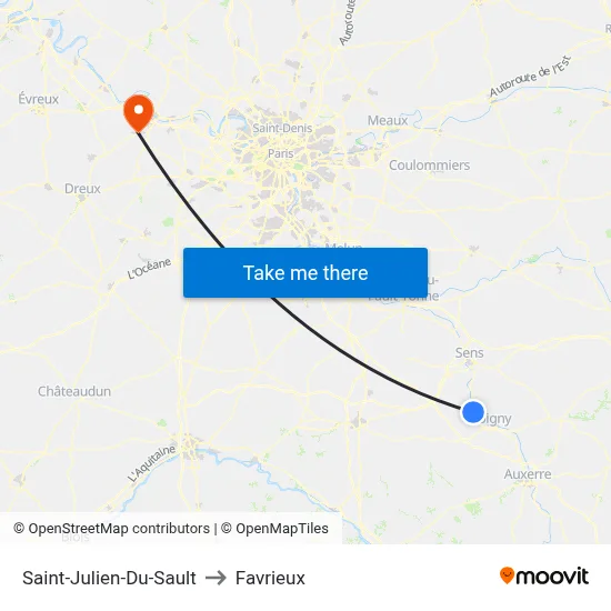 Saint-Julien-Du-Sault to Favrieux map
