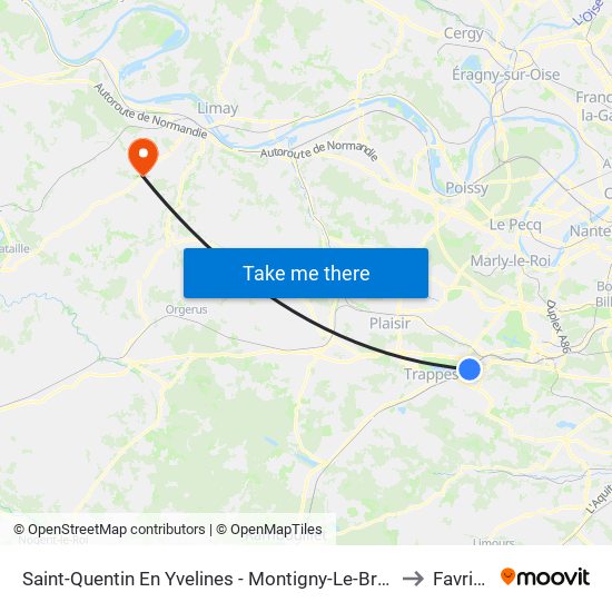 Saint-Quentin En Yvelines - Montigny-Le-Bretonneux to Favrieux map