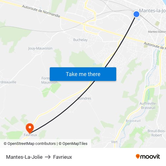 Mantes-La-Jolie to Favrieux map