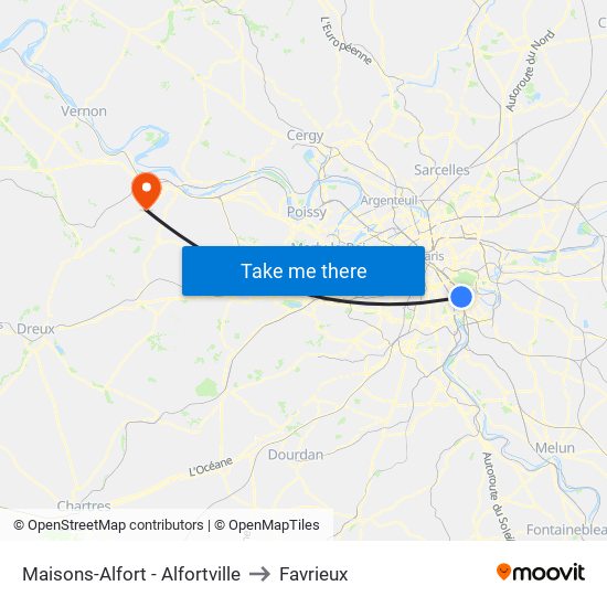Maisons-Alfort - Alfortville to Favrieux map