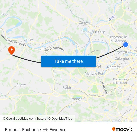 Ermont - Eaubonne to Favrieux map