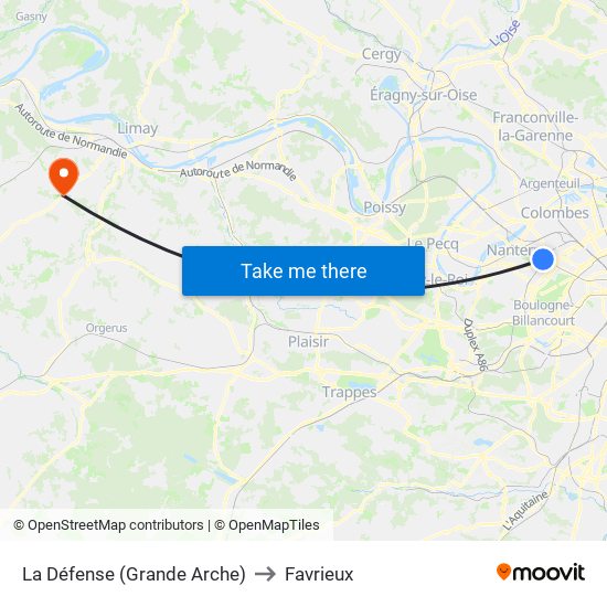 La Défense (Grande Arche) to Favrieux map