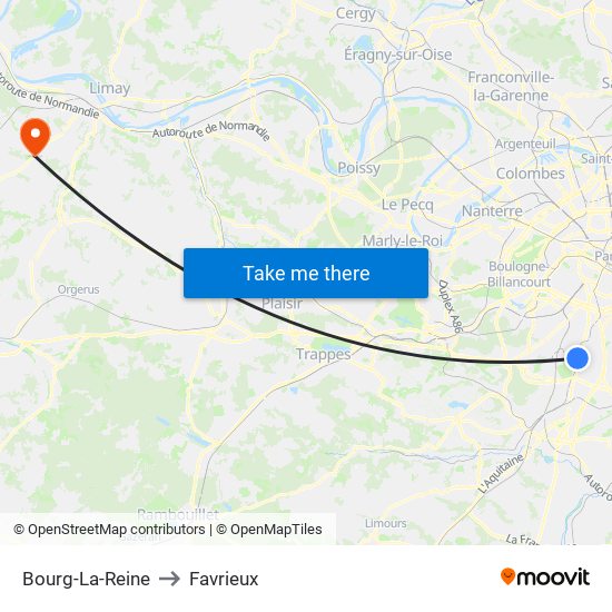 Bourg-La-Reine to Favrieux map