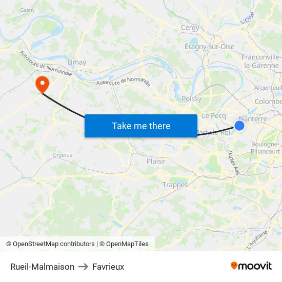 Rueil-Malmaison to Favrieux map