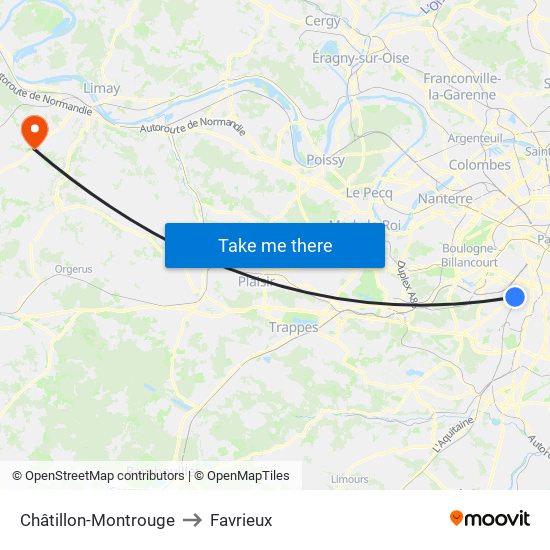 Châtillon-Montrouge to Favrieux map