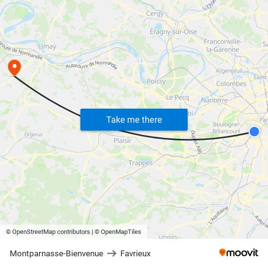 Montparnasse-Bienvenue to Favrieux map