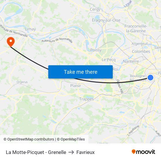La Motte-Picquet - Grenelle to Favrieux map