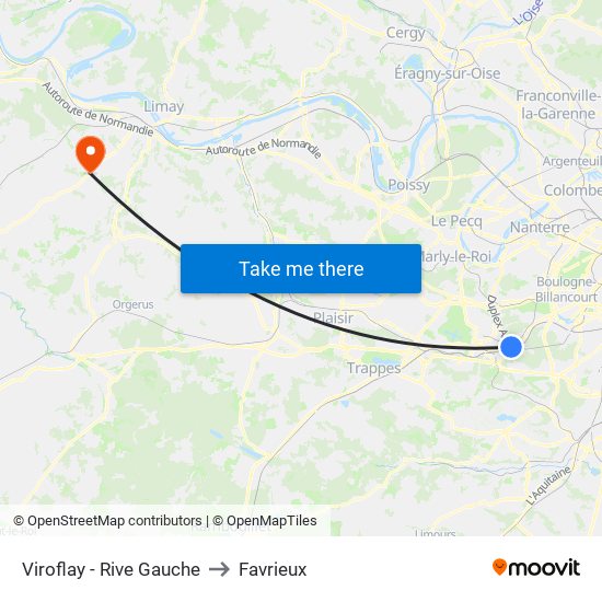 Viroflay - Rive Gauche to Favrieux map
