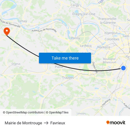 Mairie de Montrouge to Favrieux map