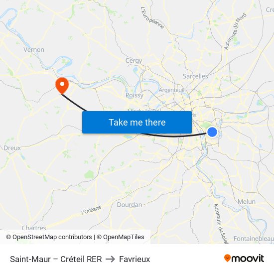 Saint-Maur – Créteil RER to Favrieux map