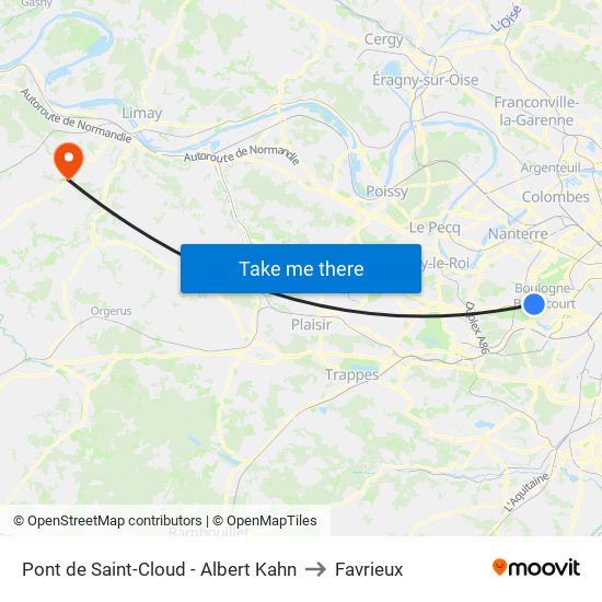 Pont de Saint-Cloud - Albert Kahn to Favrieux map