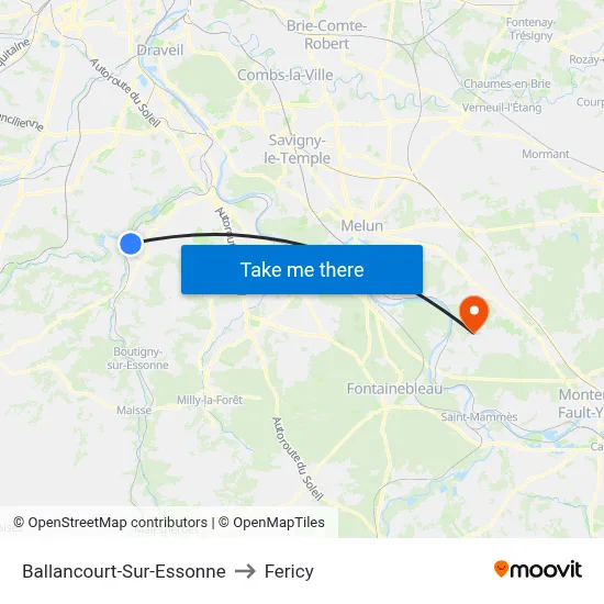Ballancourt-Sur-Essonne to Fericy map