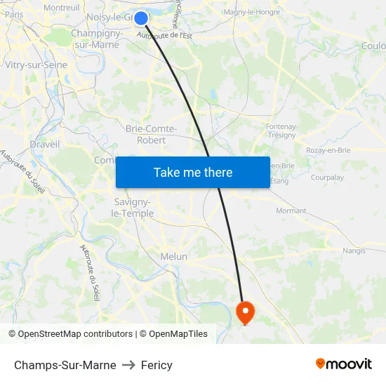Champs-Sur-Marne to Fericy map
