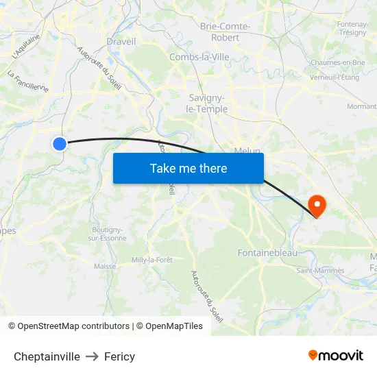 Cheptainville to Fericy map